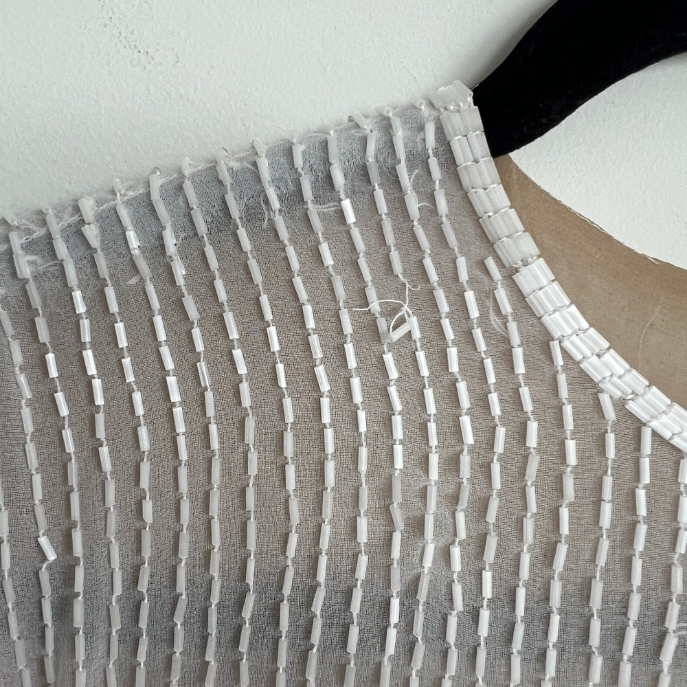 Vintage Jack Bryan Fringe‎ Beaded Long sleeve Ivory Party Wedding Formal Gown - Picture 4 of 13